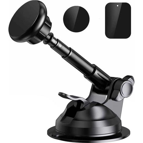 Support téléphone magnétique rétractable noir pour voiture, bureau, support universel avec aimant (1/5)