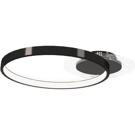 Plafonnier LED Doroal moderne 2 anneaux dimmable noir (1/5)