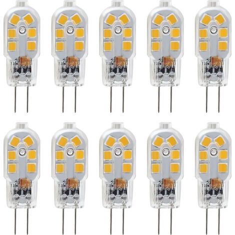 Ampoule LED G4 12V, 1W Equivalent 10W Halogène Lampe, Pas De Scintillement 200LM, Blanc Chaud 3000K, 360° Angle de Faisceau, Non-Dimmable, Pack de 10 (1/4)