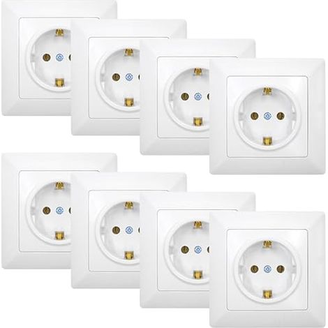 Prise de Courant Encastrer Schuko Prise Murale 16A 250V Prises Électriques Standard Européenne Intérieur (82 mm x 82 mm) (1/5)