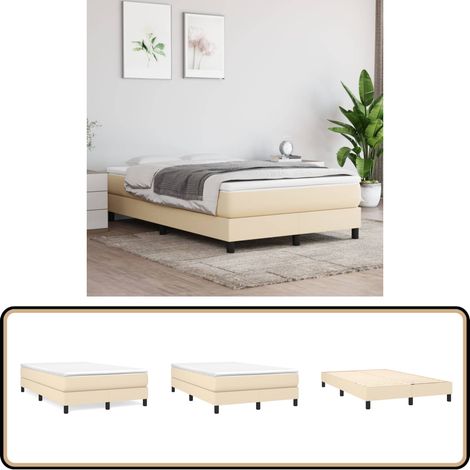Boxspringbett mit Matratze Creme 120x200 cm Stoff - Boxspringbett - Doppelbett - Bettauflage - Matratze - Cremefarbenes Bett (1/5)