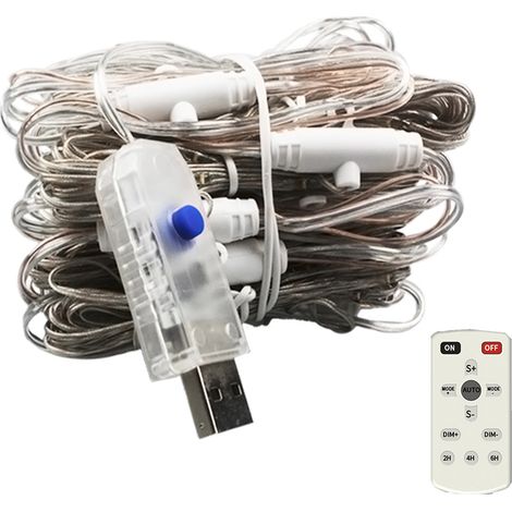 Soavoa Guirlande Lumineuse Rideau LED 300 LEDs Télécommande 8 Modes Étanche IP67 Décoration Mariage Fête Intérieur Extérieur Blanc (1/4)