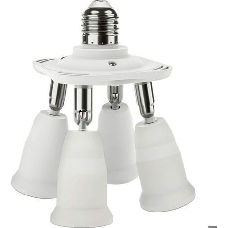 Adaptateur de douille E27 - OKZ® - Répartiteur 4 en 1 - Dimensions 10,5x10,5x12,5 cm - Plage de tension 100-230 V