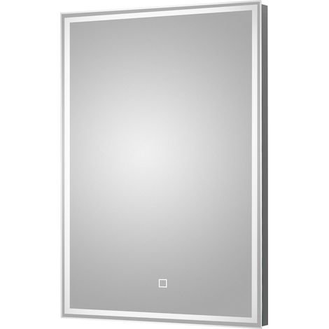 Rectangular LED Illuminated Framed Touch Sensor Mirror with Demister, 700mm x 500mm - Chrome (1/2)