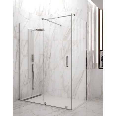ALLSTONE HIDRA Duschwand - 1+1 Eckduschkabine mit fester Seite, ohne Unter- und Oberprofil 110x90 cm (1/4)