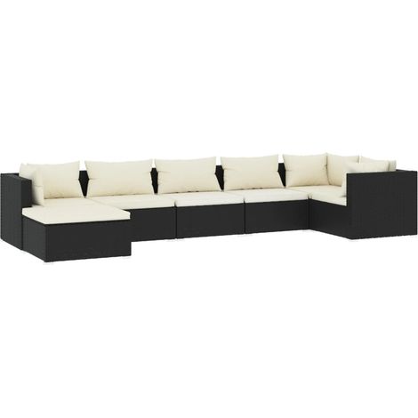 Maison Exclusive - 7-tlg. Garten-Lounge-Set mit Kissen Poly Ratta (1/5)