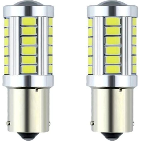Paquete de 10 bombillas LED para luces traseras de coche FOREHILL 1156 BA15s P21W 33SMD 5730 R5W (blancas, 1156) (1/5)
