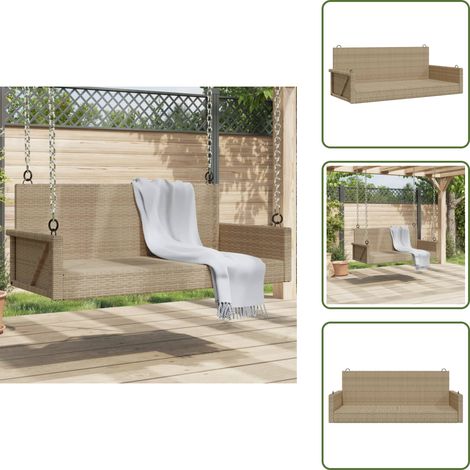 Seduta a dondolo - vidaXL Panchina a Dondolo Beige 119x56x48 cm in Polyrattan - Arredamento esterno