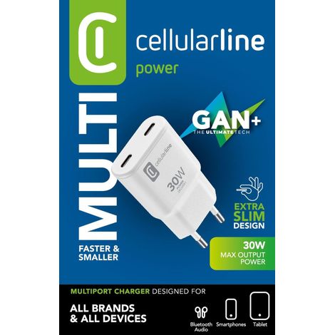 Cellularline USB-C Duo GaN 2x30W PD Reiselader