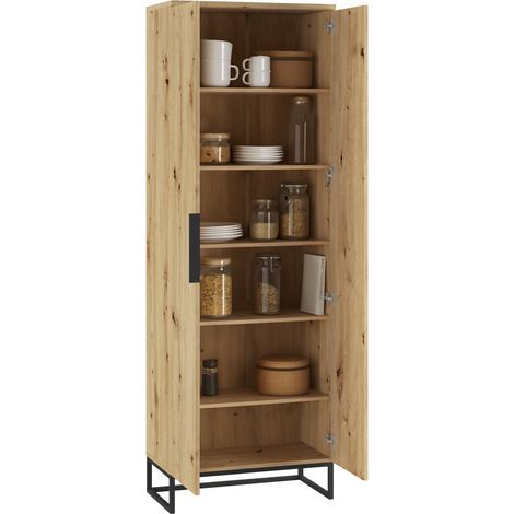 Armadio Multiuso 2 Ante Casazza, 5 Ripiani, 2 Ante, 6 Vani, 68x197h cm Marrone Rovere Nodi