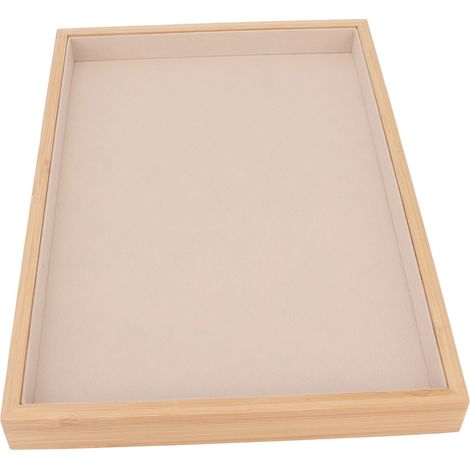 Plateau à bijoux en bois beige classique et élégant, résistant aux rayures et multifonctionnel. (1/5)
