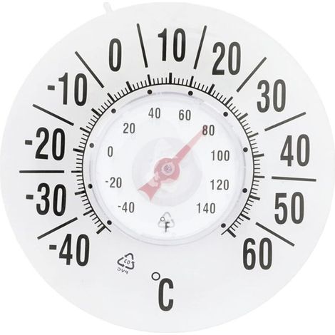 Lntyq Thermomètre de fenêtre amélioré pour extérieur et intérieur - Transparent - Sans pile - Moniteur de température extérieur - Thermomètre de fenêtre à ventouse pour température extérieure