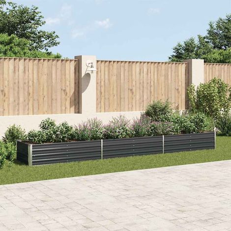 vidaXL Arriate de jardín de acero galvanizado antracita 480x80x45 cm (1/5)