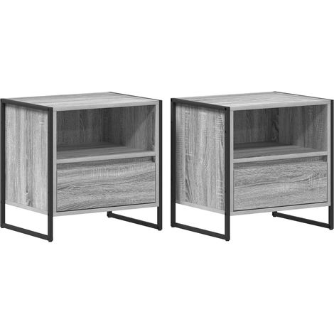 Maison Exclusive - Mesa de Noche con cajón 2 pcs Gris Sonoma 50 x