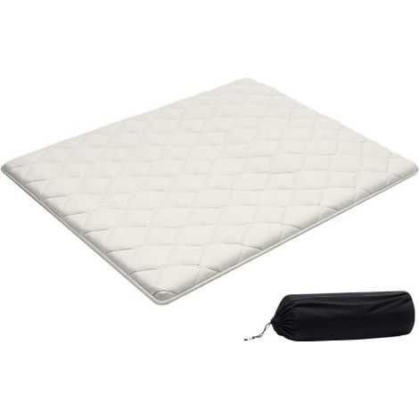Colchón Futón Japonés, Tatami Plegable de Tamaño Queen, con Bolsa de Almacenamiento y Herrajes de Montaje, Esterilla de 9 Capas para Meditación y Yoga, Color Blanco, 2032 x 1524 x 63,5 mm (1/5)
