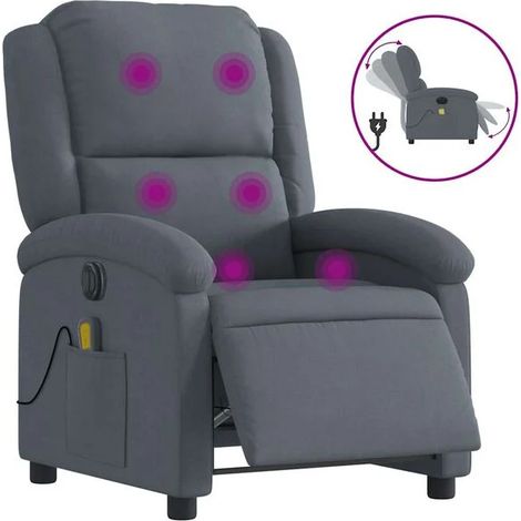 Chaise longue électrique avec massage intégré – Revêtement en velours gris anthracite, réglage inclinable, fonction chauffage et vibration – Confort ergonomique maximal (1/5)