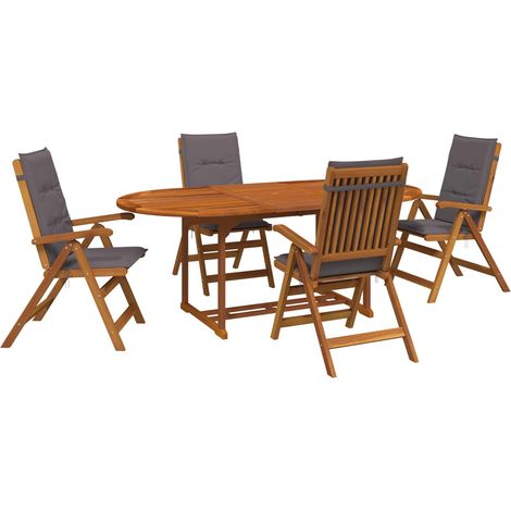 Conjunto de comedor exterior con parasol 6 uds. Gris antracita vidaXL (1/5)