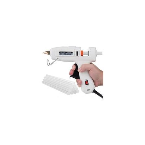 Pistolet à Colle Chaude Réglable avec 10 Bâtons de Colle Blanc 8x3,9x1,6 pouce Ensemble de pistolets en caoutchouc