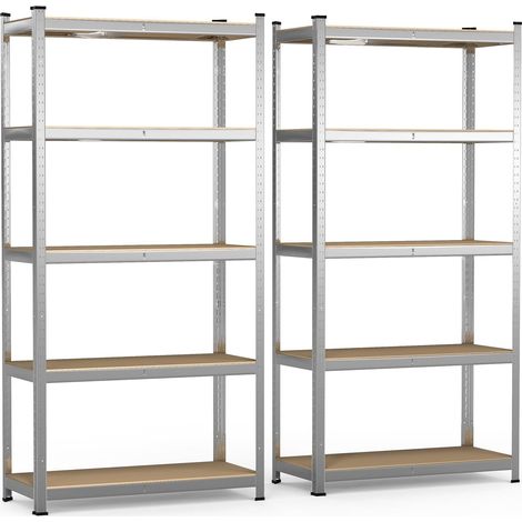 Lot de 2 Étagère de Rangement en Acier Galvanisé à 5 Niveaux 180x90x40cm Etagère Charge Lourde Tablette Ajustable Charge Max 875kg Idéal pour Rangement de Garage Atelier Cuisine (1/5)