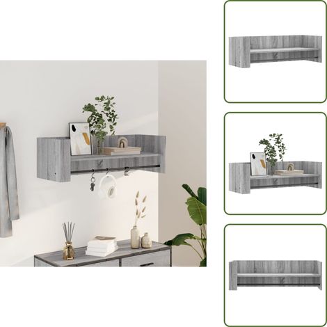 Wandregal Grau Sonoma 100x35x30,5 cm Holzwerkstoff - Wandregal - Grau - Wohnraum Dekoration - Holzwerkstoff Möbel - Platzsparendes Regal (1/5)