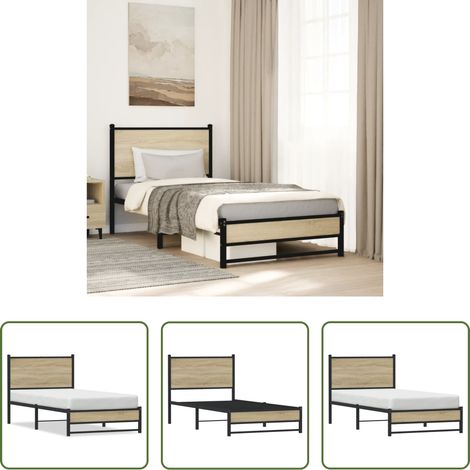 Metallbettgestell - Metallbett ohne Matratze Sonoma-Eiche 75x190 cm (1/5)