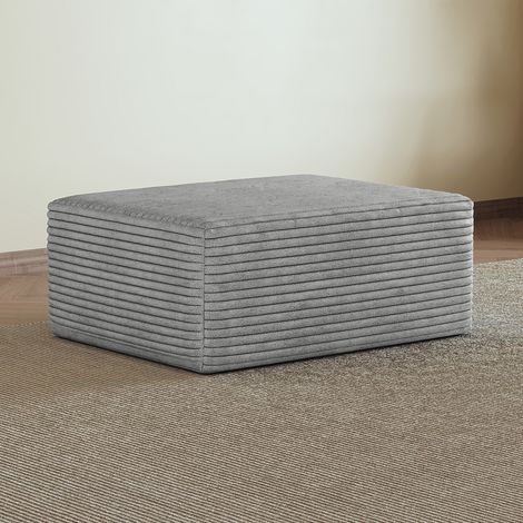 Pouf Ottoman en Velours Côtelé Gris Assise Moelleuse Repose-Pieds Modulaire Sans Montage pour Salon et Chambre (1/5)