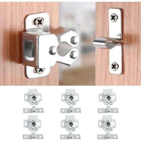 Loquets à Double Rouleau pour Armoire, 6 Pièces Loqueteau Porte Placard, Fermetures de Tiroir, Meuble, avec vis Argenté - (1/5)