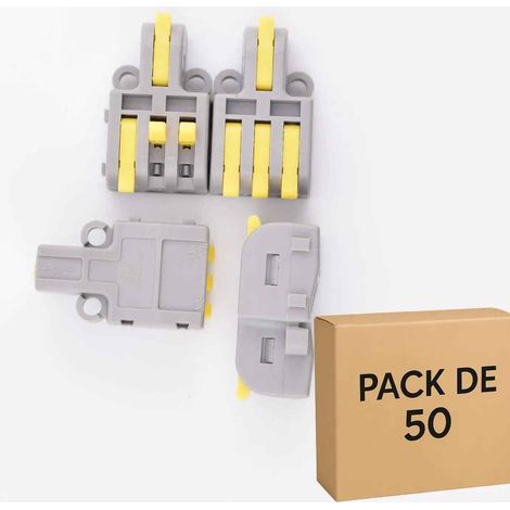 50 Bornes de Raccordement à Leviers jaunes (1 entrée / 3 sorties), 32A - LT-13-Jaune (1/5)