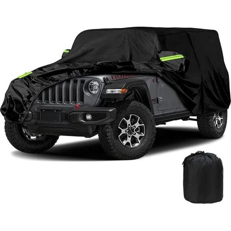 Housse De Protection De Voiture Étanche pour Jeep Wrangler 2 Portes Cj,Yj, Tj & Jk, Couverture De Voiture De Garage Complet De Voiture 210D avec Bretelles Coupe-Vent (Noir, 2 Portes)