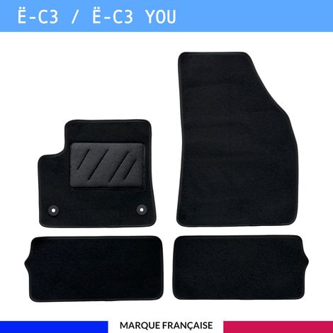 Tapis de sol voiture - Sur mesure pour  Citroën Ë-C3 ET Ë-C3 YOU dès 01/2024 - Antidérapant - Clips et Scratch - 4 pièces (1/4)