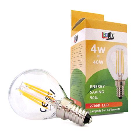 Lampada Filo Led Con Filamento E14 G45 4W=40W 360 Gradi Bianco Caldo 2700K Bulbo Globo Piccolo Sfera SKU-43001 (1/3)