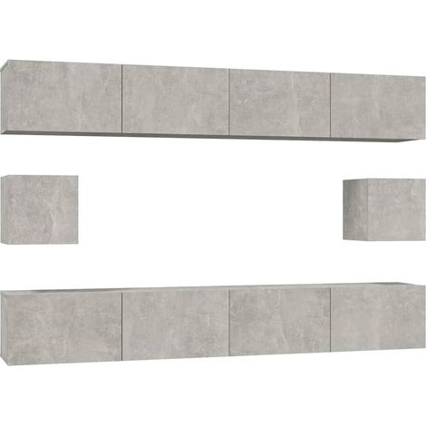 vidaXL Set de muebles de TV 6 pzas madera contrachapada gris hormigón (1/2)