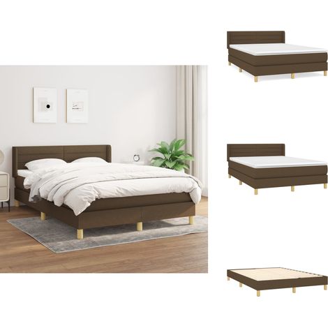Boxspringbett mit Matratze Dunkelbraun 140x200 cm Stoff - Boxspringbett - Doppelbett - Bettenrahmen - Lattenrost - Matratze (1/5)