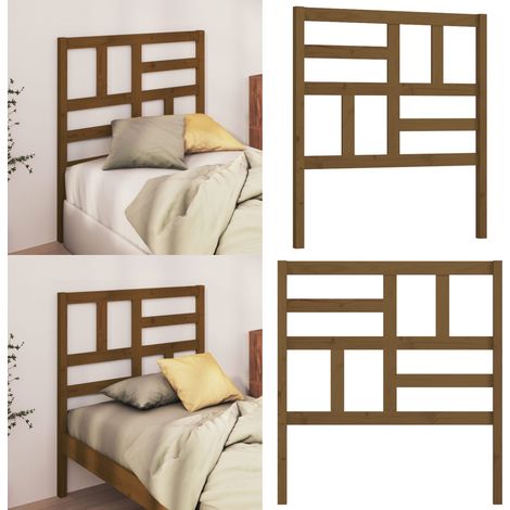 Cabecero de cama madera maciza de pino marrón miel 81x4x104 cm - Madera maciza - Pino
