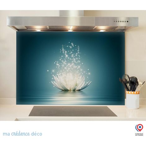 Fond de hotte : Lotus et lumière 3 - Alu composite - 90 cm - 70 cm