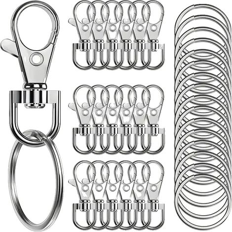 Ganchos giratorios, aleación de zinc, hebillas de clip, 20 piezas, color plata. (1/2)