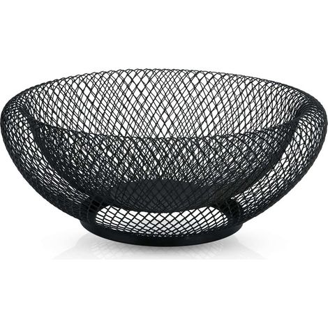 Bol à Fruits Rond en Métal Noir - Bol Décoratif à Double Paroi pour Fruits, Légumes et Plus - 1,5 L - Moderne (1/5)