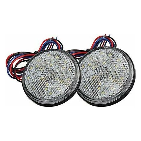 Feux de Remorque LED, 12V Feu Arriere pour Remorque 2PCS remorque Voiture Feu de Freinage Réflecteur Rond LED Feu de Gabarit LED pour Camion de Moto Automobile (Blanc)