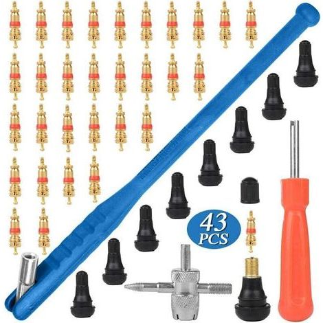 43pcs Kit Outil de Tire Repair, 30pcs Valve Core, 10pcs Voiture Valve de Pneu, pour Kit Outil de Installation Réparation de Valve de Pneu (1/5)