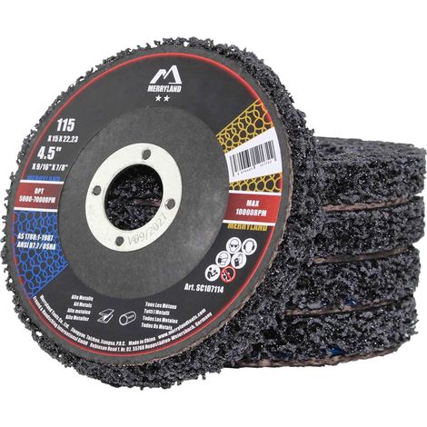 Disque de Décapage 115 Peinture Rouille Meuleuse d'Angle, 115mm Noir Disques de Nettoyage Disque CSD Disque à Décaper 5 Pièces, Métal INOX Acier Fer, Craft-Line SC107114-05 (1/5)