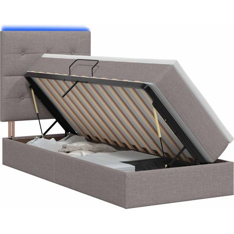 Maison Exclusive - Letto con contenitore LED e materasso Tortora 90 x 190 cm (1/5)