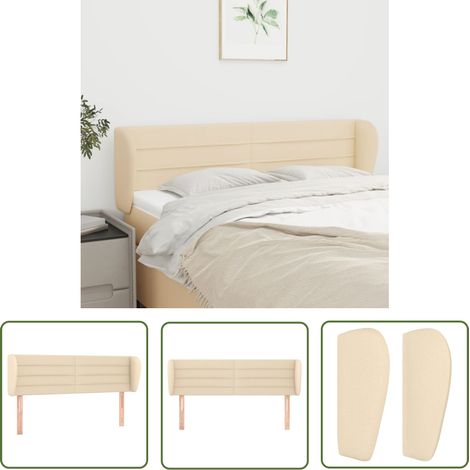 The Living Store Tête de lit avec oreilles Crème 147x23x78/88 cm Tissu - Tête De Lit - Têtière De Lit - Literie - Meuble De Chambre - Décoration Chambre (1/5)