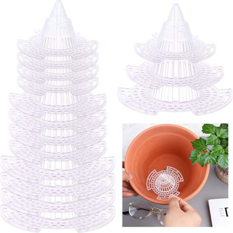 30 Pièces Pot de Fleur Filtre de Fond Maille Stéréo Pot de Fleur Joint de Sol Étanche Respirant Joint d'Insecte Imperméable Conique Tampon Filet