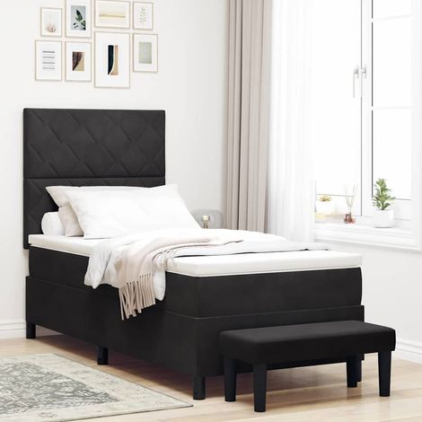 Boxspringbett mit Matratze Schwarz 100 x 200 cm Samt vidaXL (1/5)