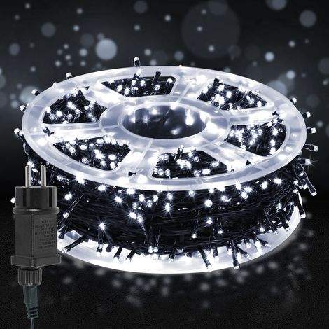 TolleTour Catena luminosa LED 200 m 2000 LED bianco freddo, 8 modalità, memoria, cavo 5 m, IP44, cavo verde scuro, per Natale, giardino, balcone, feste e albero (1/5)