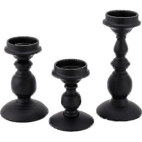 3er-Set Kerzenhalter, schwarze Vintage-Kerzenhalter aus Metall (1/5)