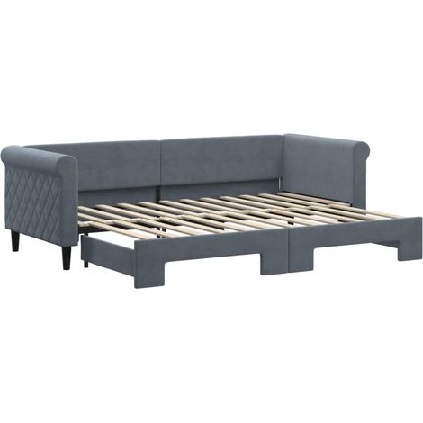 Maison Exclusive - Tagesbett Ausziehbar Dunkelgrau 80x200 cm Samt