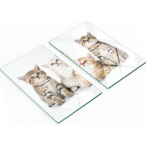 Tableros de vidrio decorativos multifuncionales con estampado de peque帽os gatos, 2x30x52 cm.