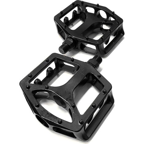 COPPIA PEDALI BICI 9/16" FLAT ANTISCIVOLO BICI MTB BMX NERI IN ALLUMINIO (1/3)