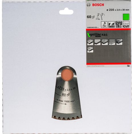 Hoja de sierra circular Optiline Wood 216 x 30 x 20 mm 60  BOSCH 2608640433